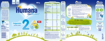 Humana Folgemilch 2 800g